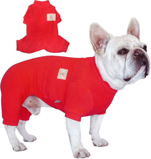 Thermal Cotton Dog Pajamas for Small to Medium Dogs, Red, L