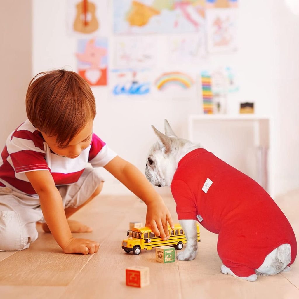 Thermal Cotton Dog Pajamas for Small to Medium Dogs, Red, L