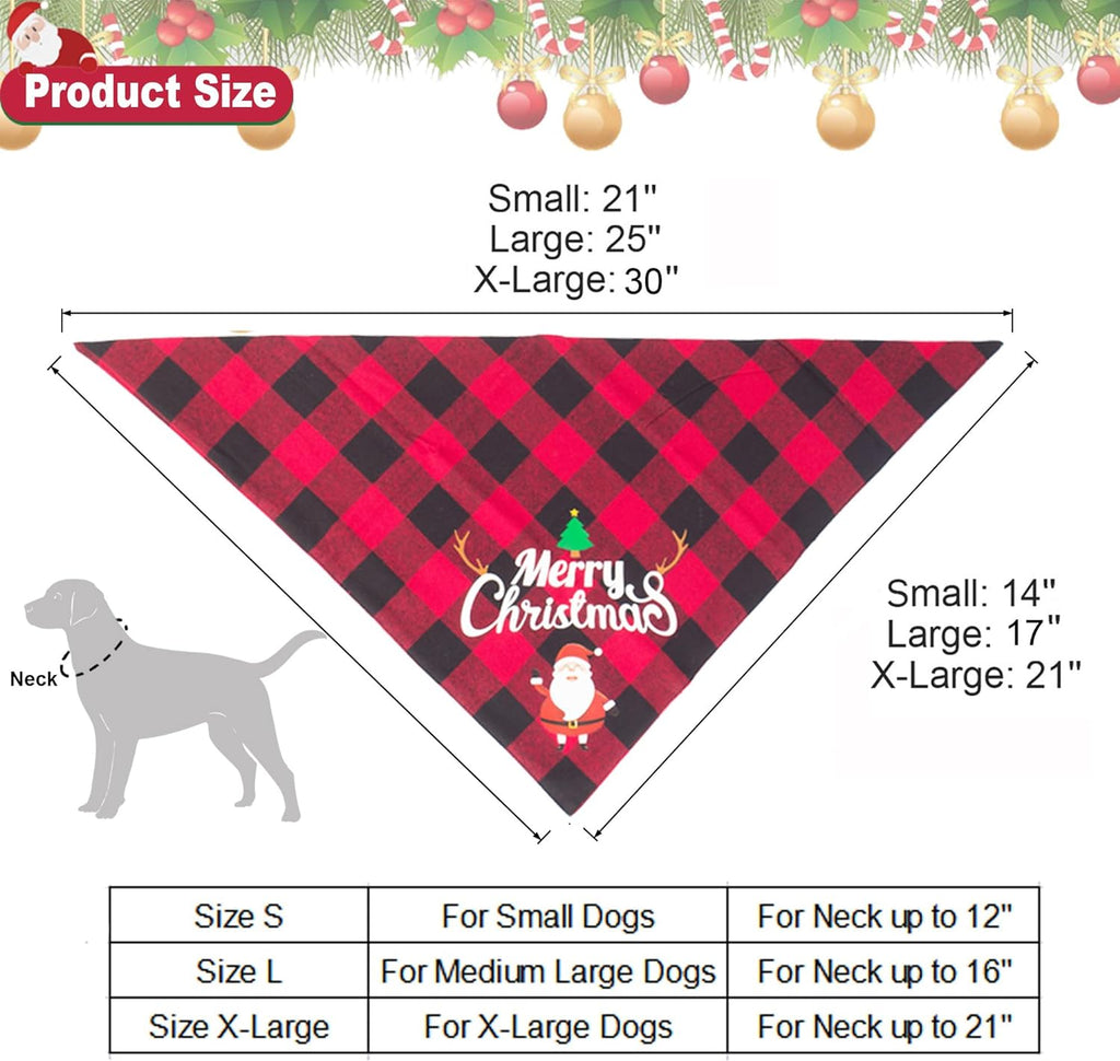 2 Pack Dog Bandana Christmas Classic Plaid Pet  Bandana for Medium Large Dogs Pets 