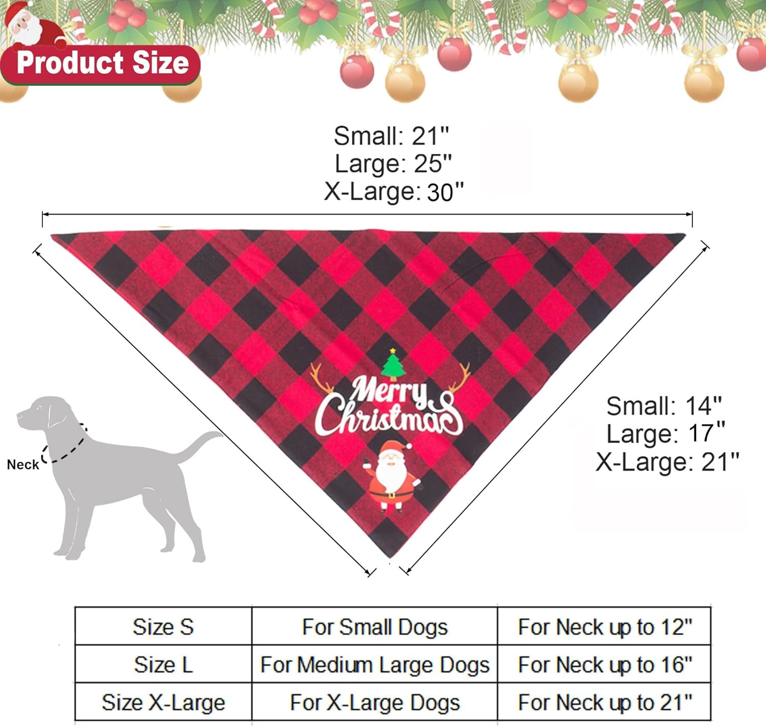 2 Pack Dog Bandana Christmas Classic Plaid Pet  Bandana for Medium Large Dogs Pets 