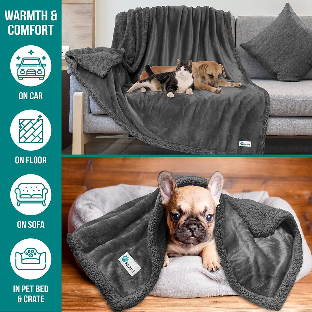 Luxurious Sherpa Dog Blanket - XL Reversible Soft Fleece for Ultimate Comfort & Couch Protection