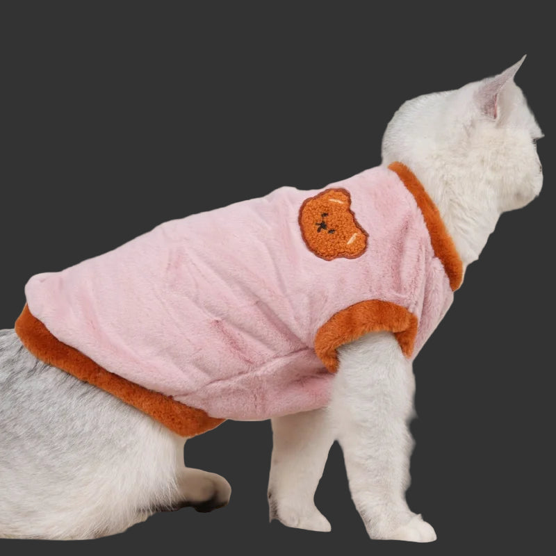Cozy Winter Cat Apparel - Plush Thermal with Cute Embroidery Outfit