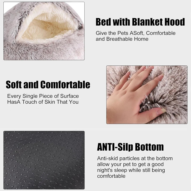 Calm and Warming  Round  Pet Bed with Cover