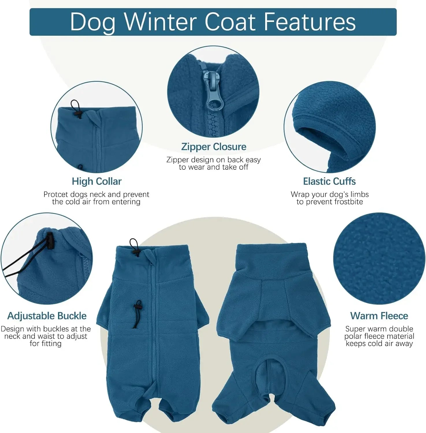 Cozy & Stylish Dog Fleece Pullover Pajamas - Perfect Winter Jacket for Small to Large Dogs