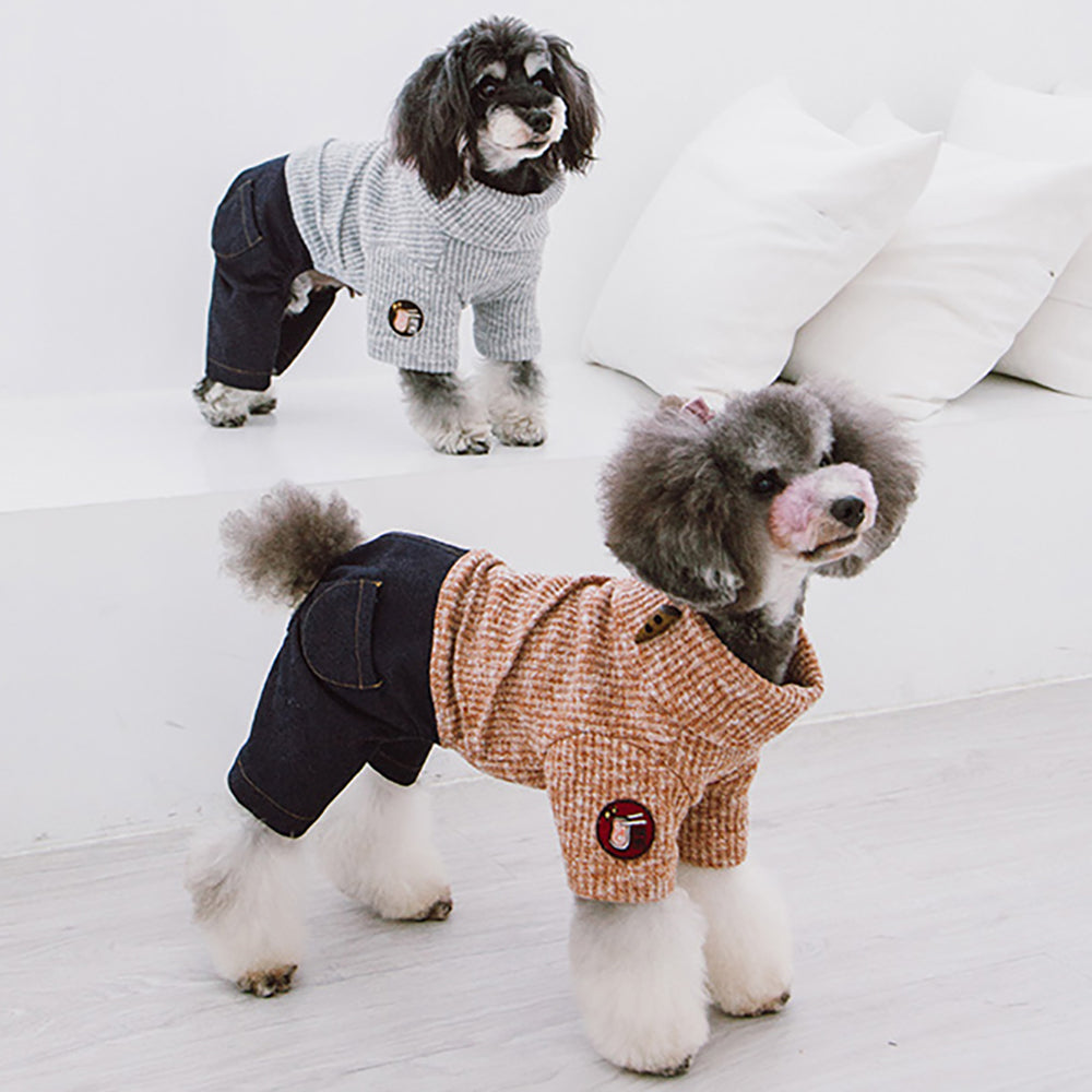 FurHeartJoy Touchdog Vogue Neck-Wrap Sweater and Denim Pant Outfit